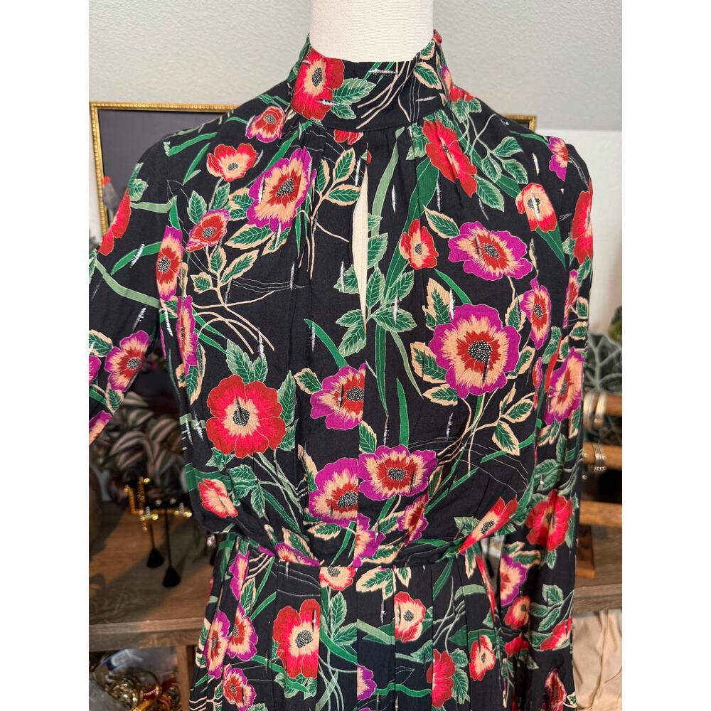 $470 NEW Misa Kora Floral Long Sleeve Maxi Dress Black Sz S - Picture 4 of 8